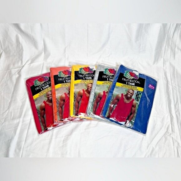 Lot of 5 Vintage 2002 Fruit of the Loom Mens Golden Blend Tank Tops~XL~ - Picture 1 of 8